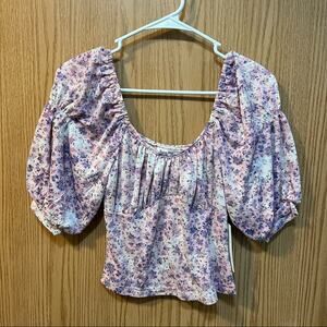 NEW Roommates Boho Floral Off the Shoulder Crop Top Women's Size Small